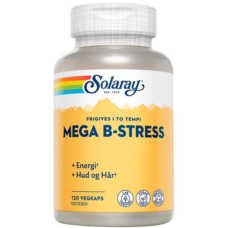 Køb Solaray Mega B-Stress (120 Kapsler) | 179.95 Kr - Gratis Fragt