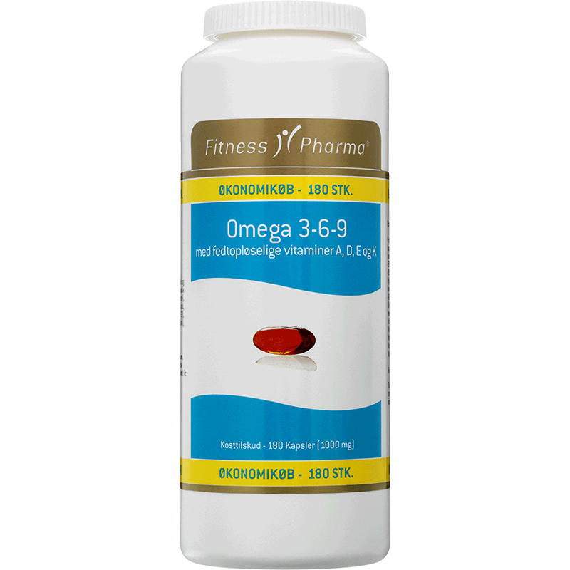 Fitness Pharma omega 3-6-9 m. A, D, E og K vitamin (180 stk)