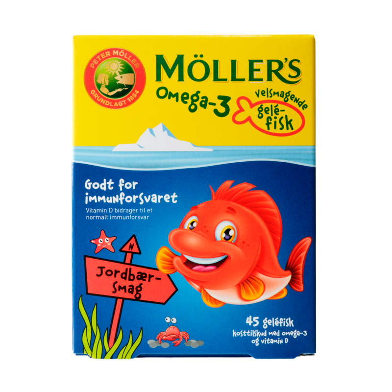 Møllers Omega-3 Fisk Jordbærsmag (45 stk)